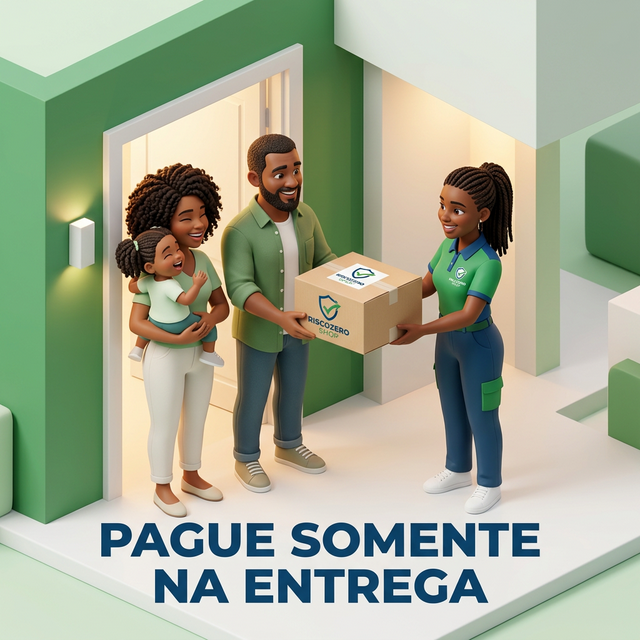 Família feliz recebendo encomenda